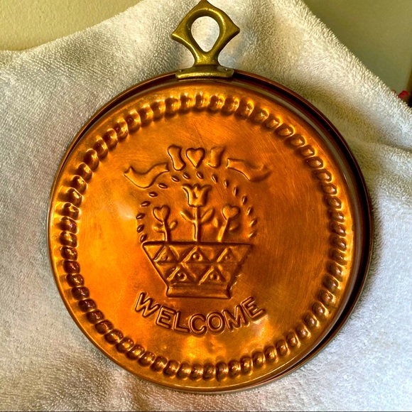 Vintage Copper Welcome Wall Art Baking Mold For Hanging Farmhouse Cottagecore
